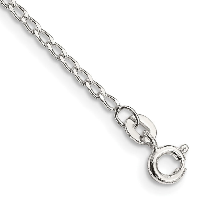 9 Inch Sterling Silver 1.5mm Open Elongated Link Chain Anklet