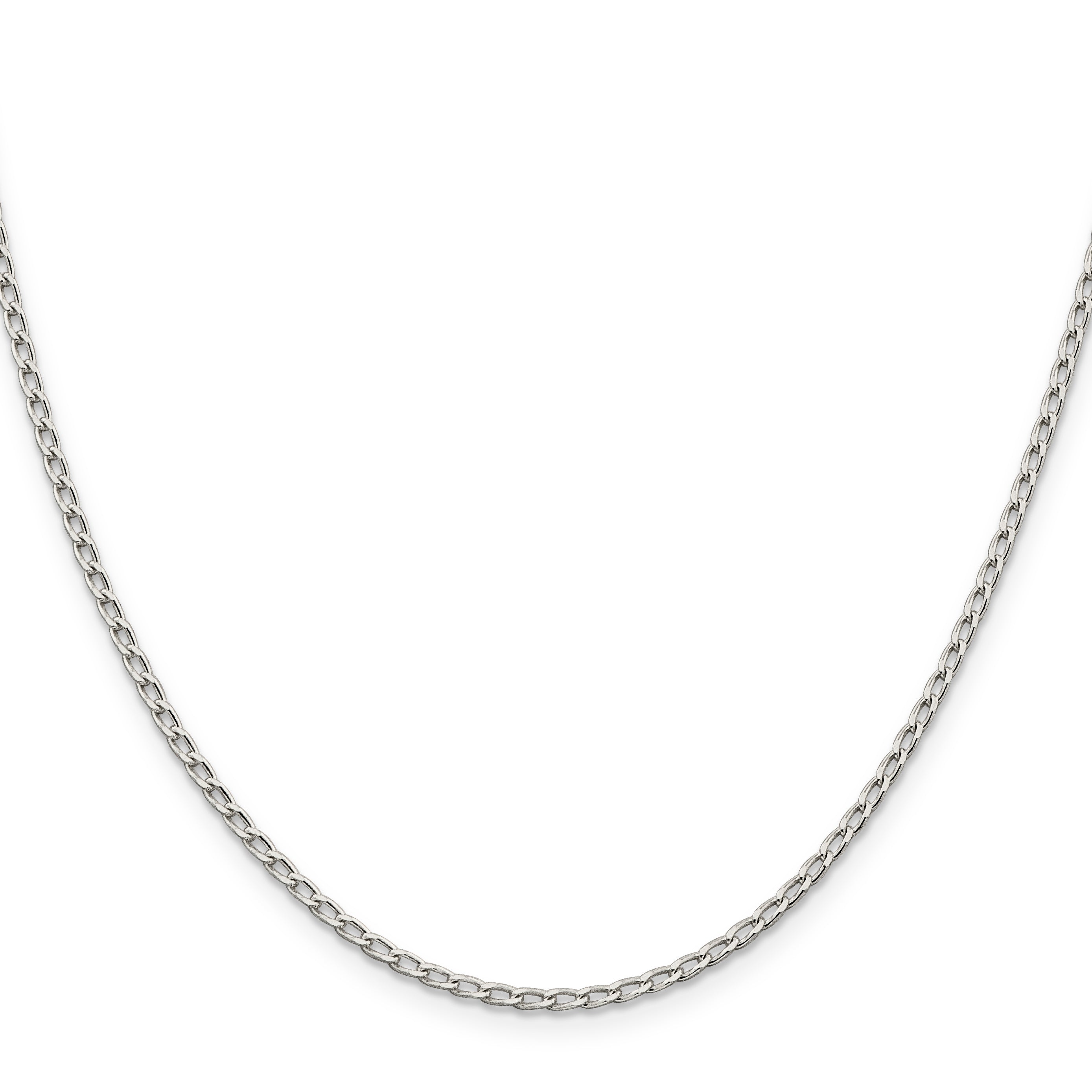 18 Inch Sterling Silver 2mm Open Elongated Link Chain