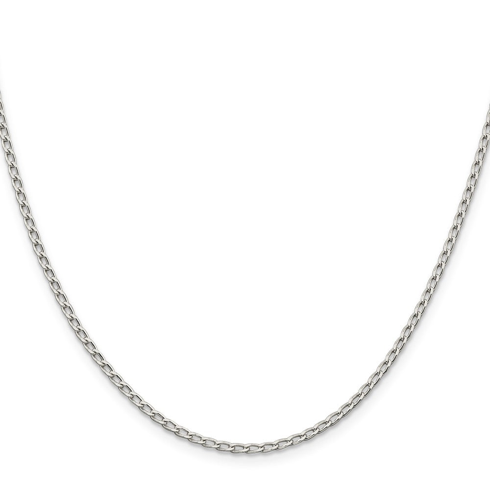 24 Inch Sterling Silver 2mm Open Elongated Link Chain Necklace
