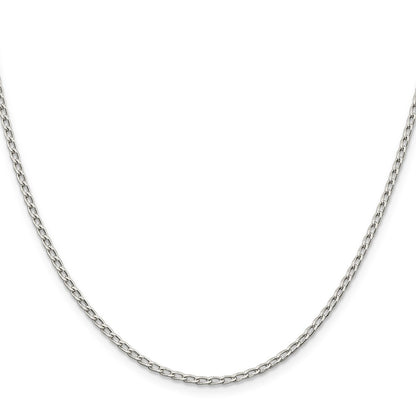 24 Inch Sterling Silver 2mm Open Elongated Link Chain Necklace