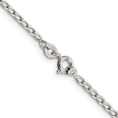 18 Inch Sterling Silver 2mm Open Elongated Link Chain Necklace