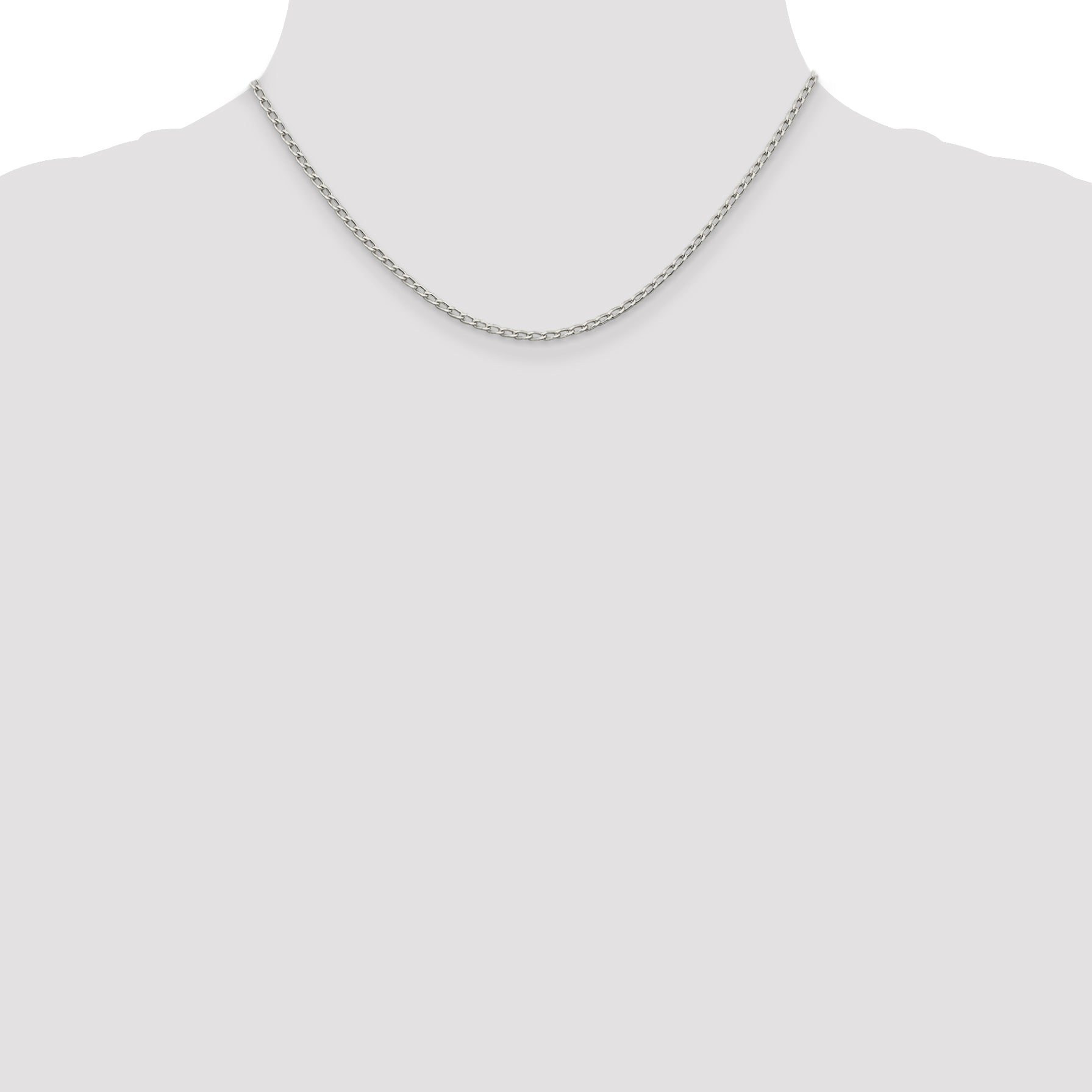 16 Inch Sterling Silver 2mm Open Elongated Link Chain