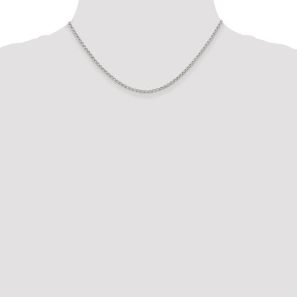 16 Inch Sterling Silver 2mm Open Elongated Link Chain