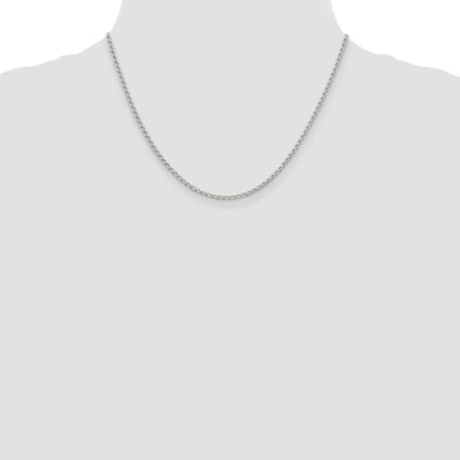 18 Inch Sterling Silver 2mm Open Elongated Link Chain