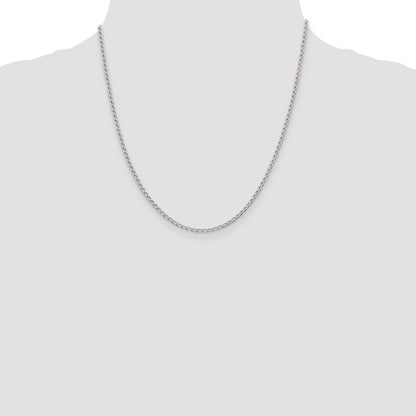 20 Inch Sterling Silver 2mm Open Elongated Link Chain