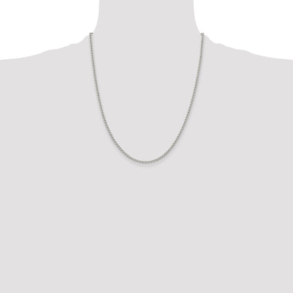 22 Inch Sterling Silver 2mm Open Elongated Link Chain