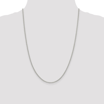 24 Inch Sterling Silver 2mm Open Elongated Link Chain
