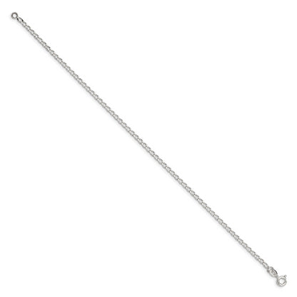 7 Inch Sterling Silver 2mm Open Elongated Link Chain