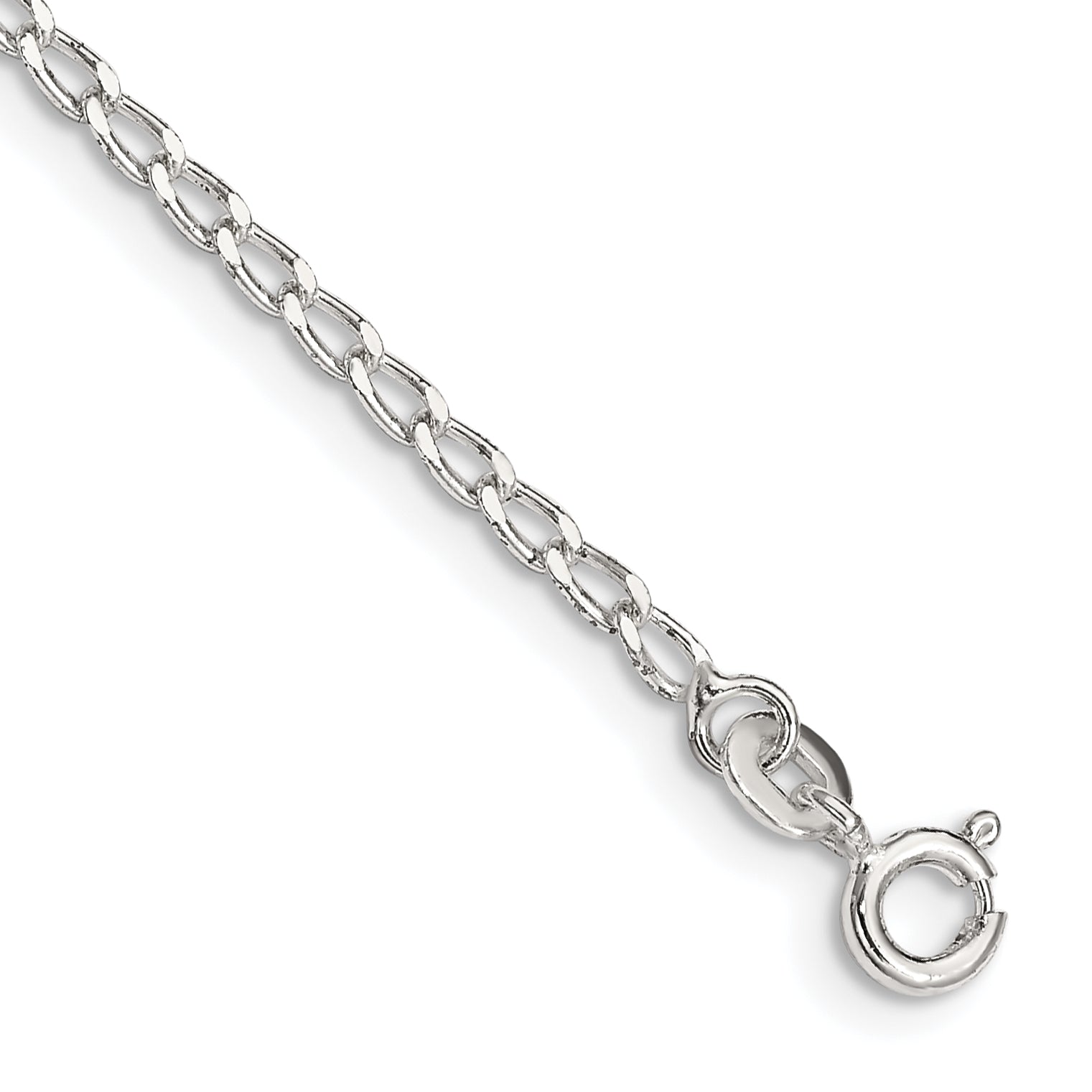 7 Inch Sterling Silver 2mm Open Elongated Link Chain