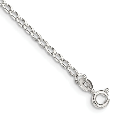 7 Inch Sterling Silver 2mm Open Elongated Link Chain