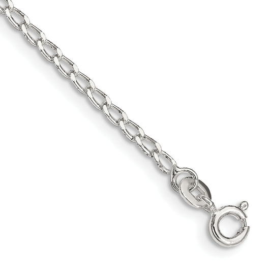 7 Inch Sterling Silver 2mm Open Elongated Link Chain