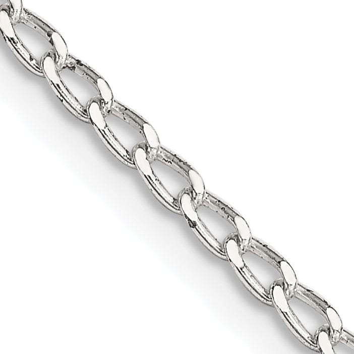 24 Inch Sterling Silver 2mm Open Elongated Link Chain