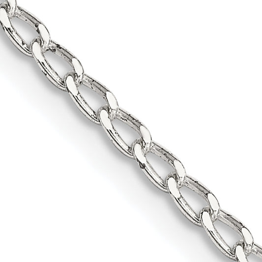 18 Inch Sterling Silver 2mm Open Elongated Link Chain