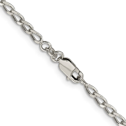 24 Inch Sterling Silver 2.8mm Open Elongated Link Chain Necklace
