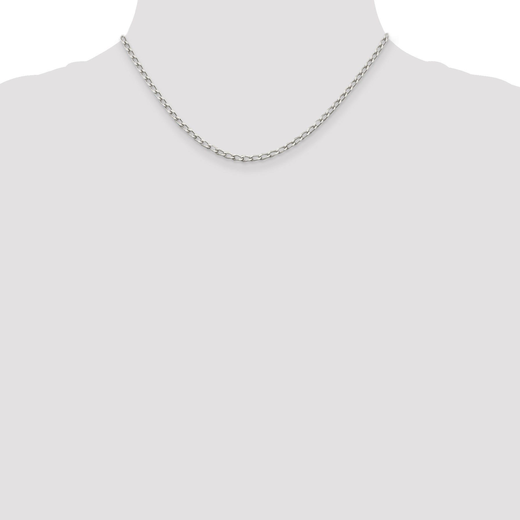 16 Inch Sterling Silver 2.8mm Open Elongated Link Chain
