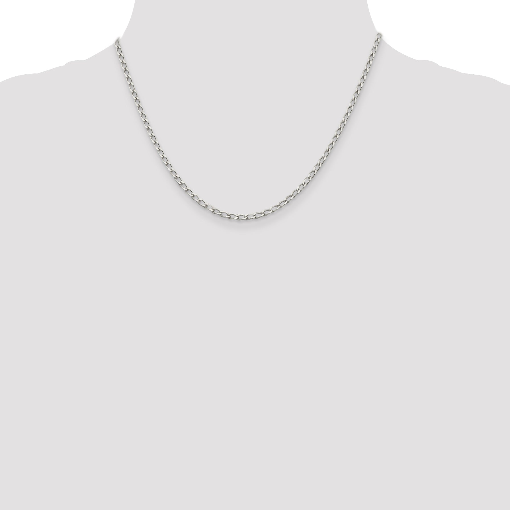 18 Inch Sterling Silver 2.8mm Open Elongated Link Chain