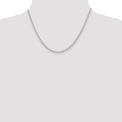 18 Inch Sterling Silver 2.8mm Open Elongated Link Chain