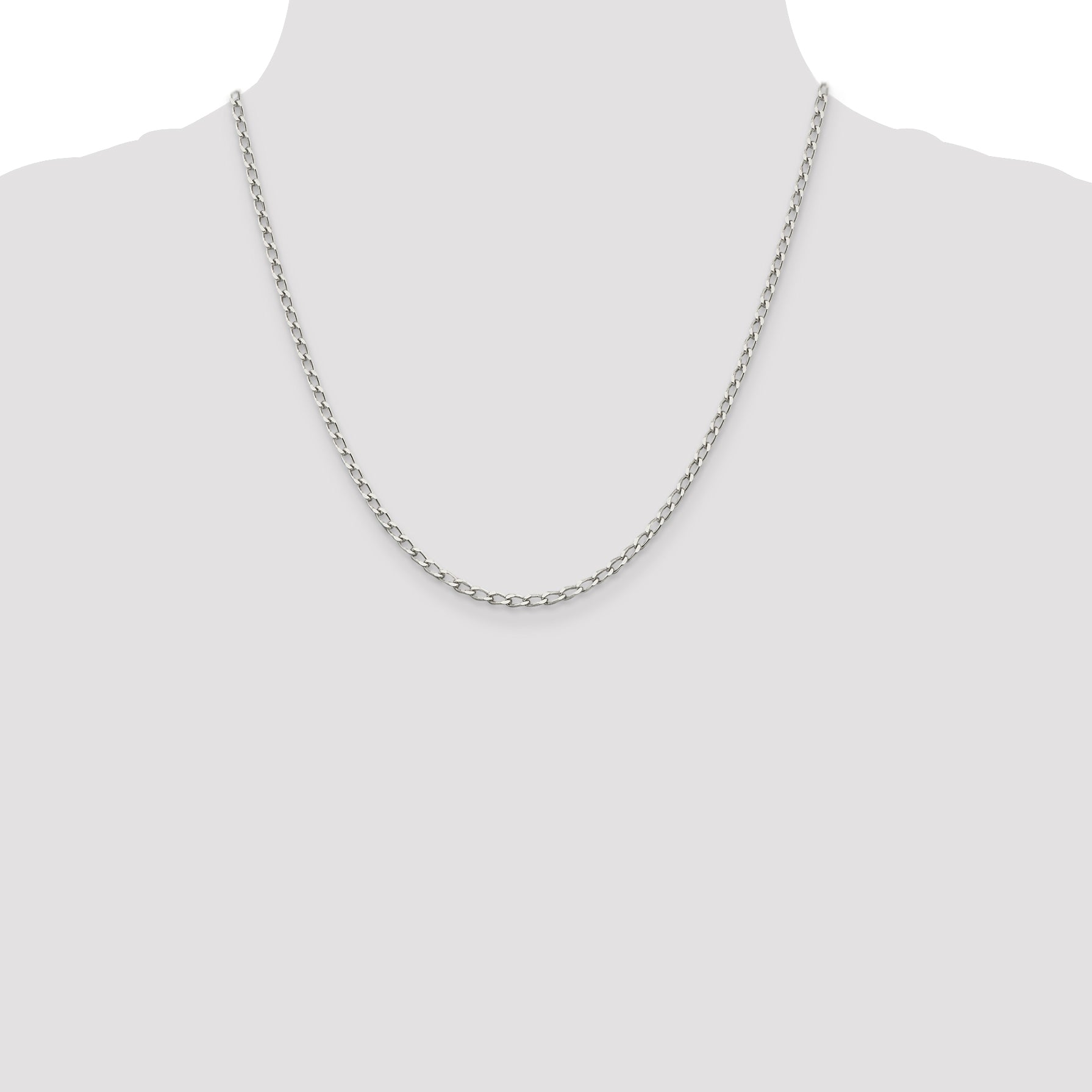20 Inch Sterling Silver 2.8mm Open Elongated Link Chain