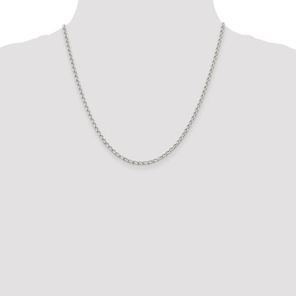 20 Inch Sterling Silver 2.8mm Open Elongated Link Chain
