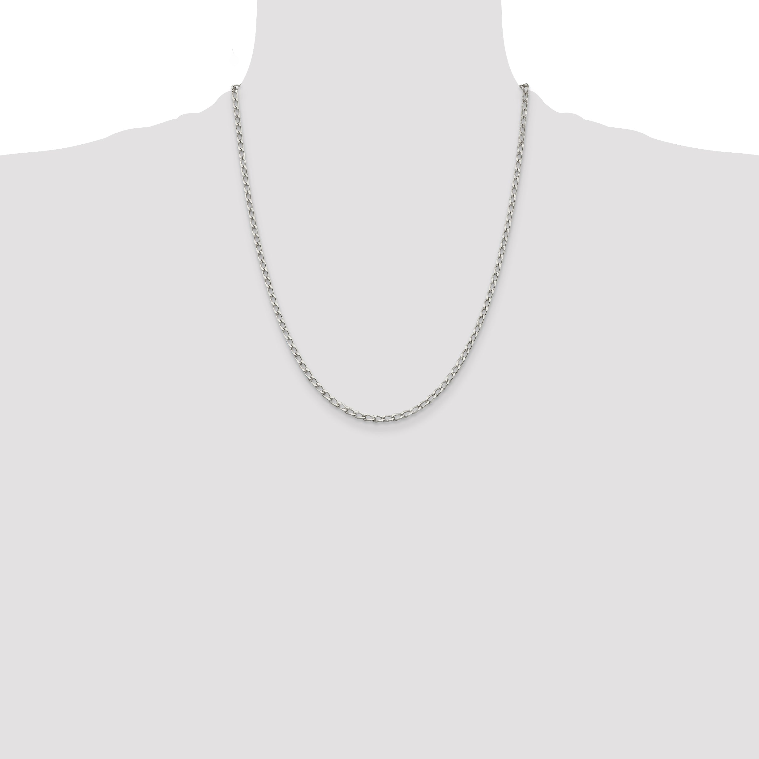 22 Inch Sterling Silver 2.8mm Open Elongated Link Chain