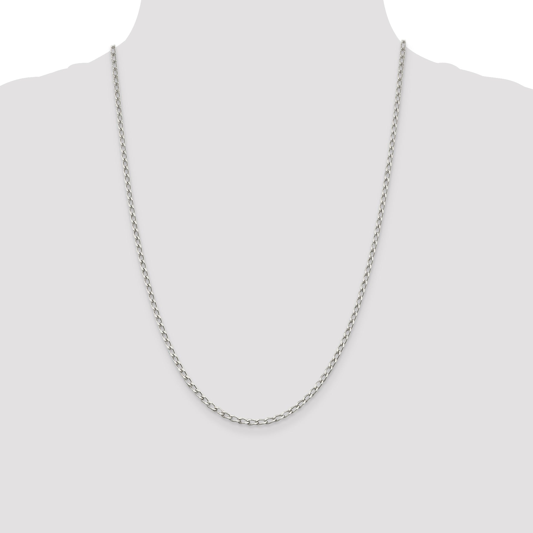 24 Inch Sterling Silver 2.8mm Open Elongated Link Chain