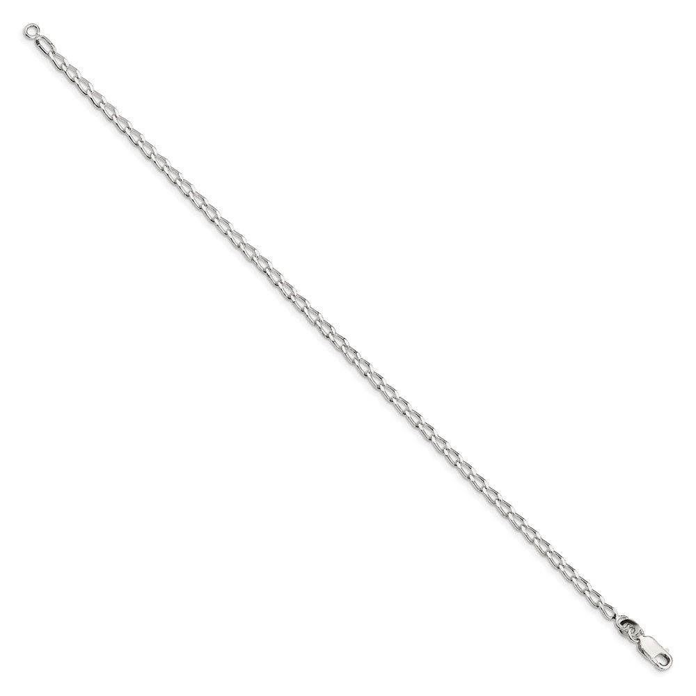 9 Inch Sterling Silver 2.8mm Open Elongated Link Chain Anklet