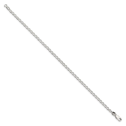 9 Inch Sterling Silver 2.8mm Open Elongated Link Chain Anklet