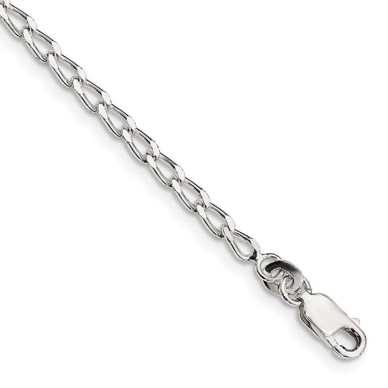10 Inch Sterling Silver 2.8mm Open Elongated Link Chain Anklet