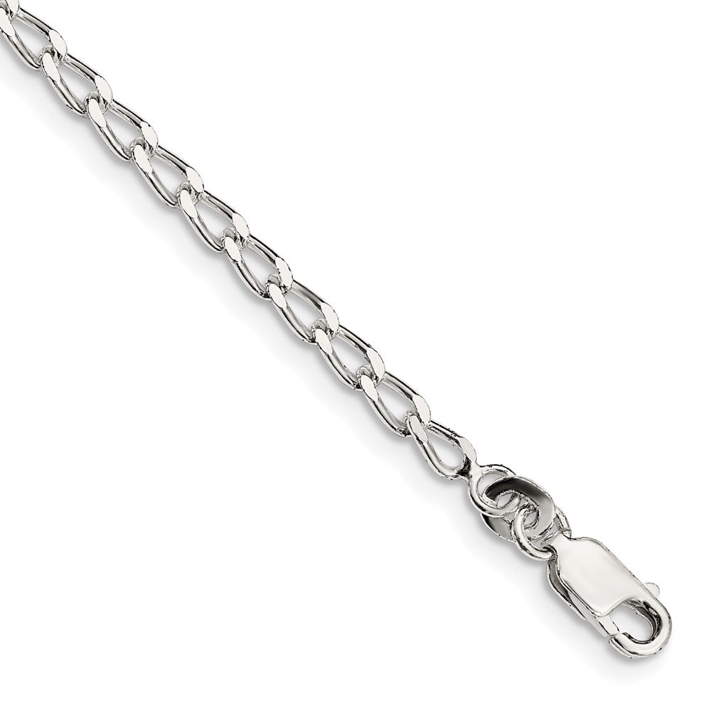 7 Inch Sterling Silver 2.8mm Open Elongated Link Chain Bracelet