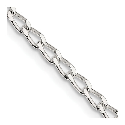 24 Inch Sterling Silver 2.8mm Open Elongated Link Chain Necklace