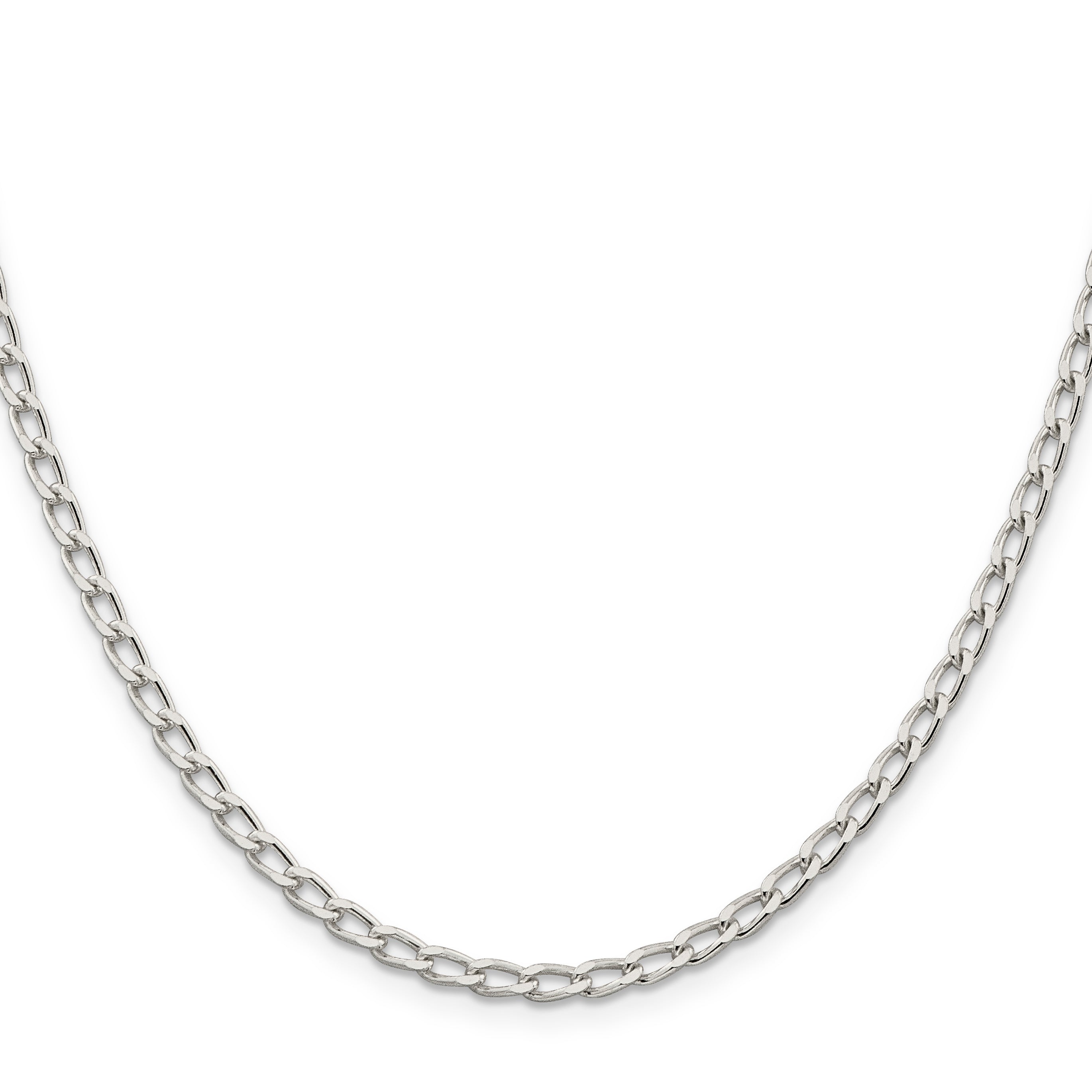 18 Inch Sterling Silver 3.2mm Open Elongated Link Chain