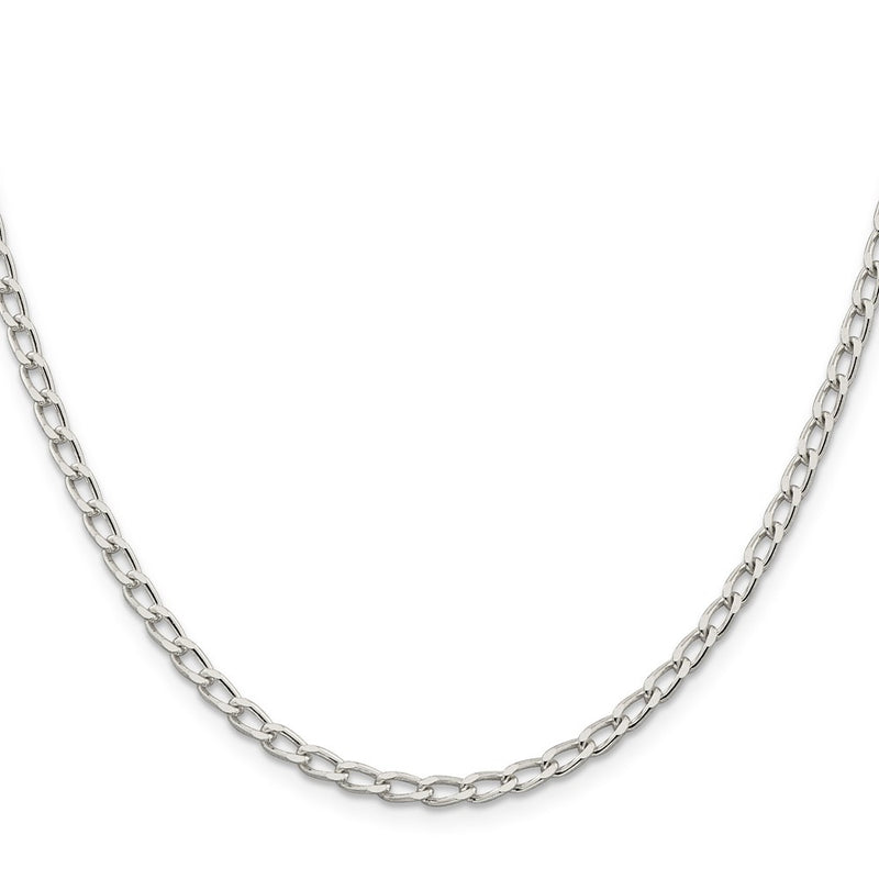Sterling Silver Amore La Vita Rhodium-Plated Polished 3.2mm 8 Inch Open Link With Lobster Clasp Chain Charm Bracelet