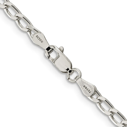 24 Inch Sterling Silver 3.2mm Open Elongated Link Chain Necklace