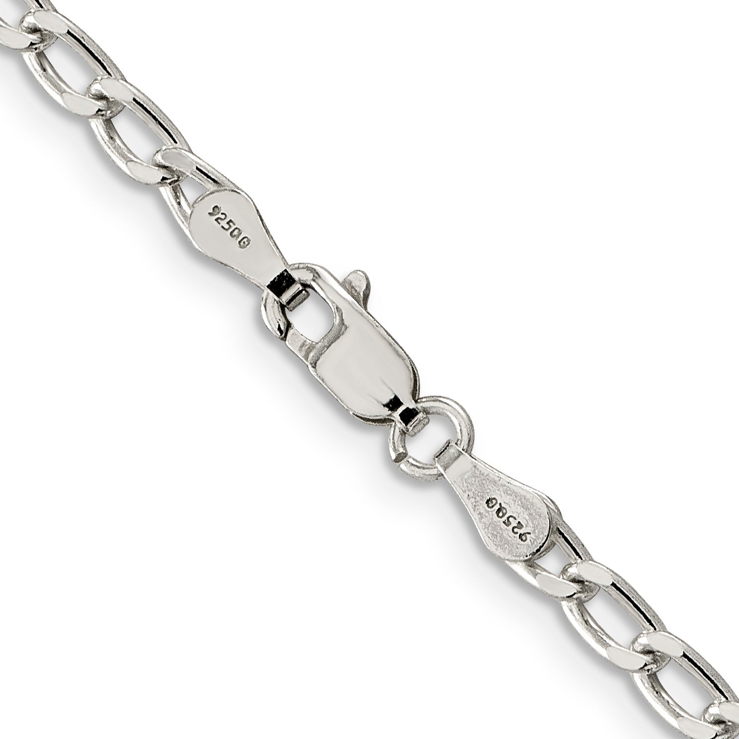 24 Inch Sterling Silver 3.2mm Open Elongated Link Chain