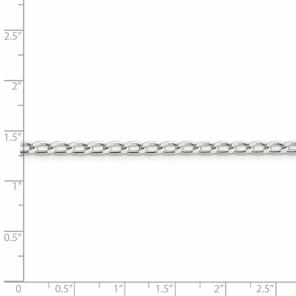 Sterling Silver Amore La Vita Rhodium-Plated Polished 3.2mm With Lobster Clasp Open Link Charm Chain Anklet
