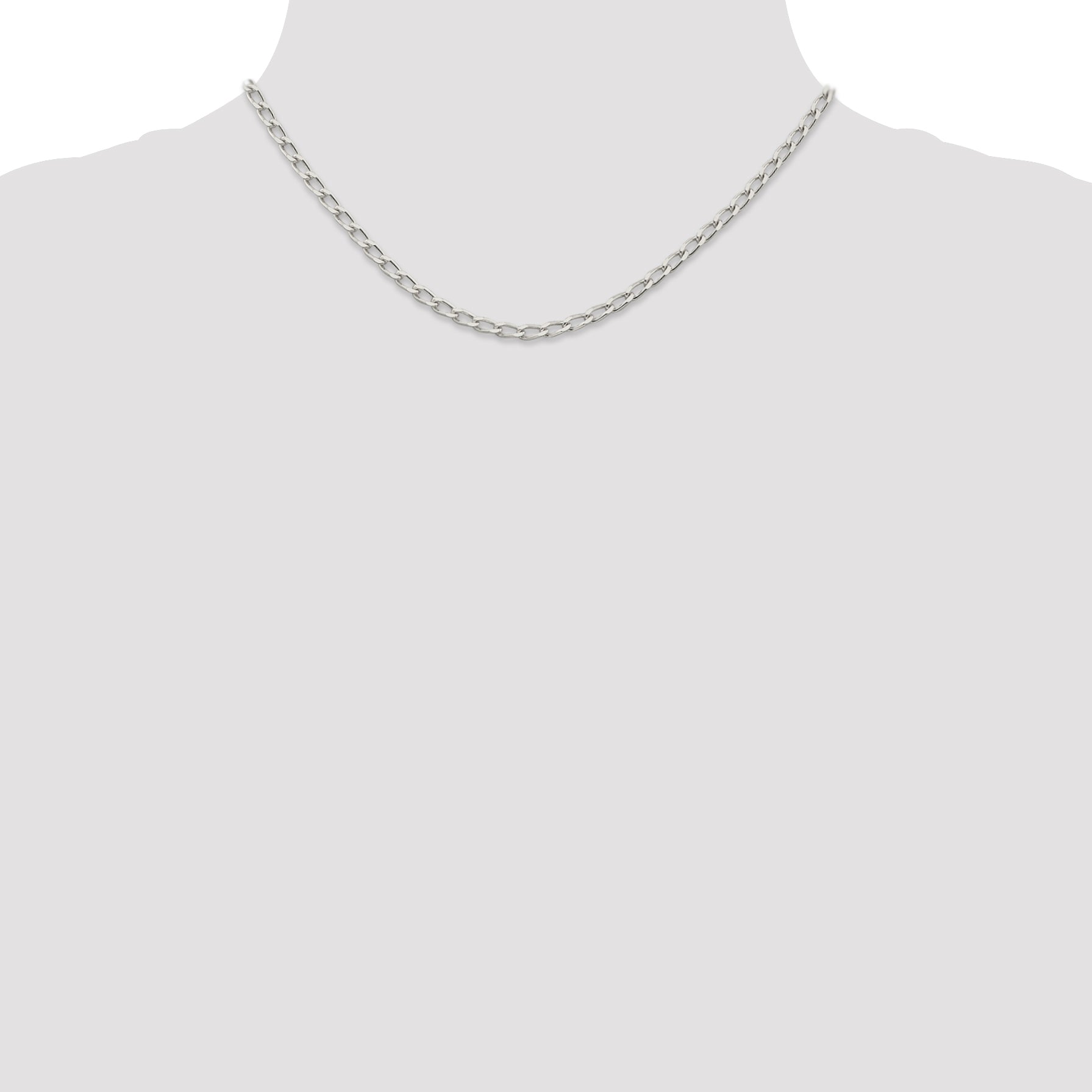 16 Inch Sterling Silver 3.2mm Open Elongated Link Chain