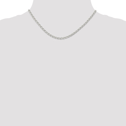 16 Inch Sterling Silver 3.2mm Open Elongated Link Chain