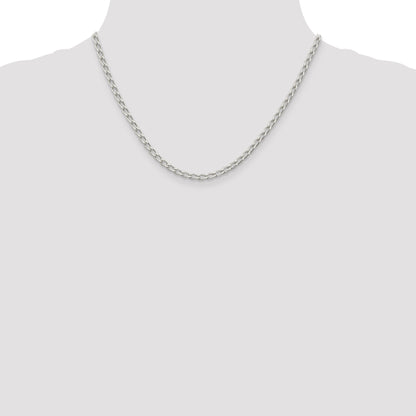 18 Inch Sterling Silver 3.2mm Open Elongated Link Chain