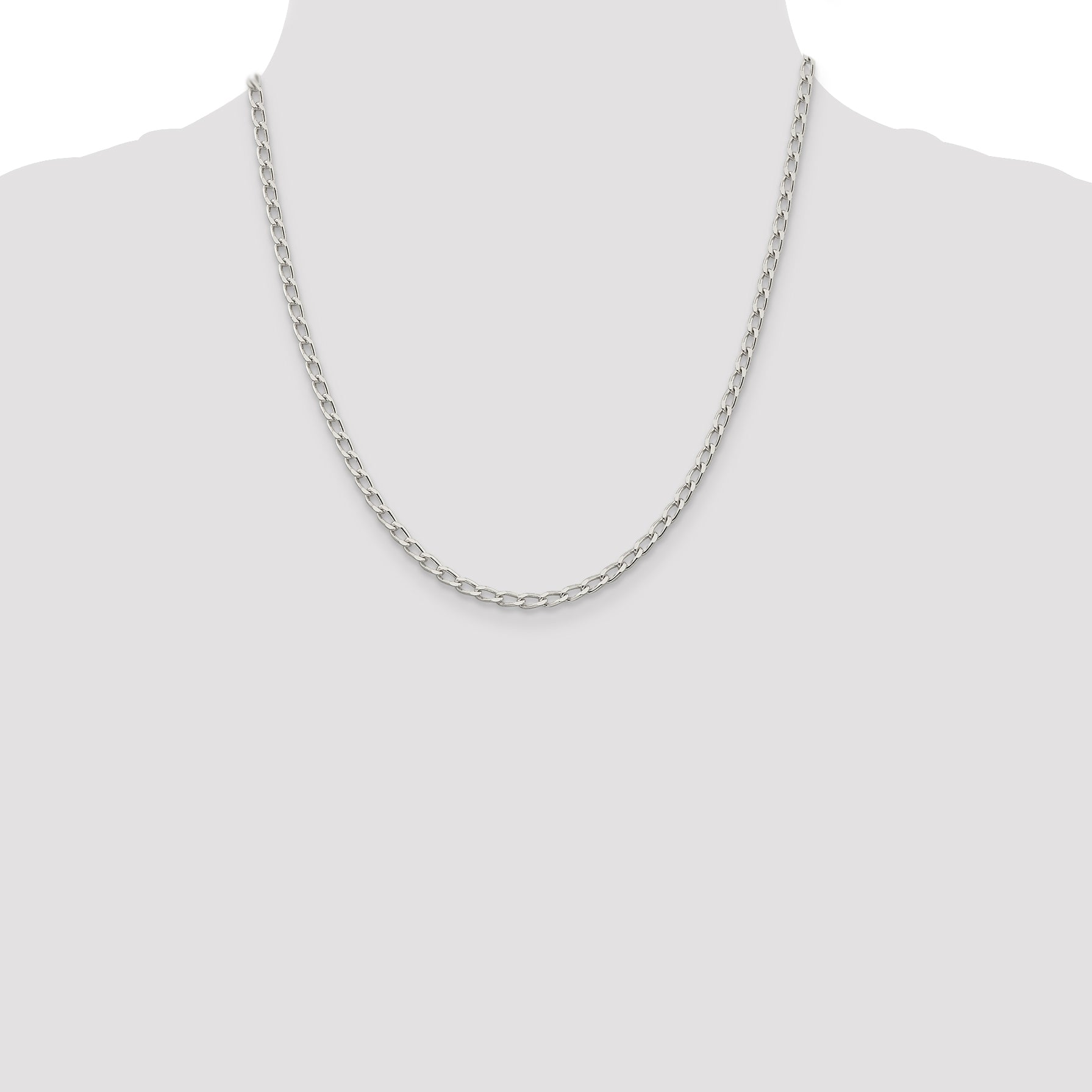 20 Inch Sterling Silver 3.2mm Open Elongated Link Chain