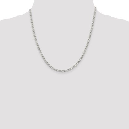 20 Inch Sterling Silver 3.2mm Open Elongated Link Chain