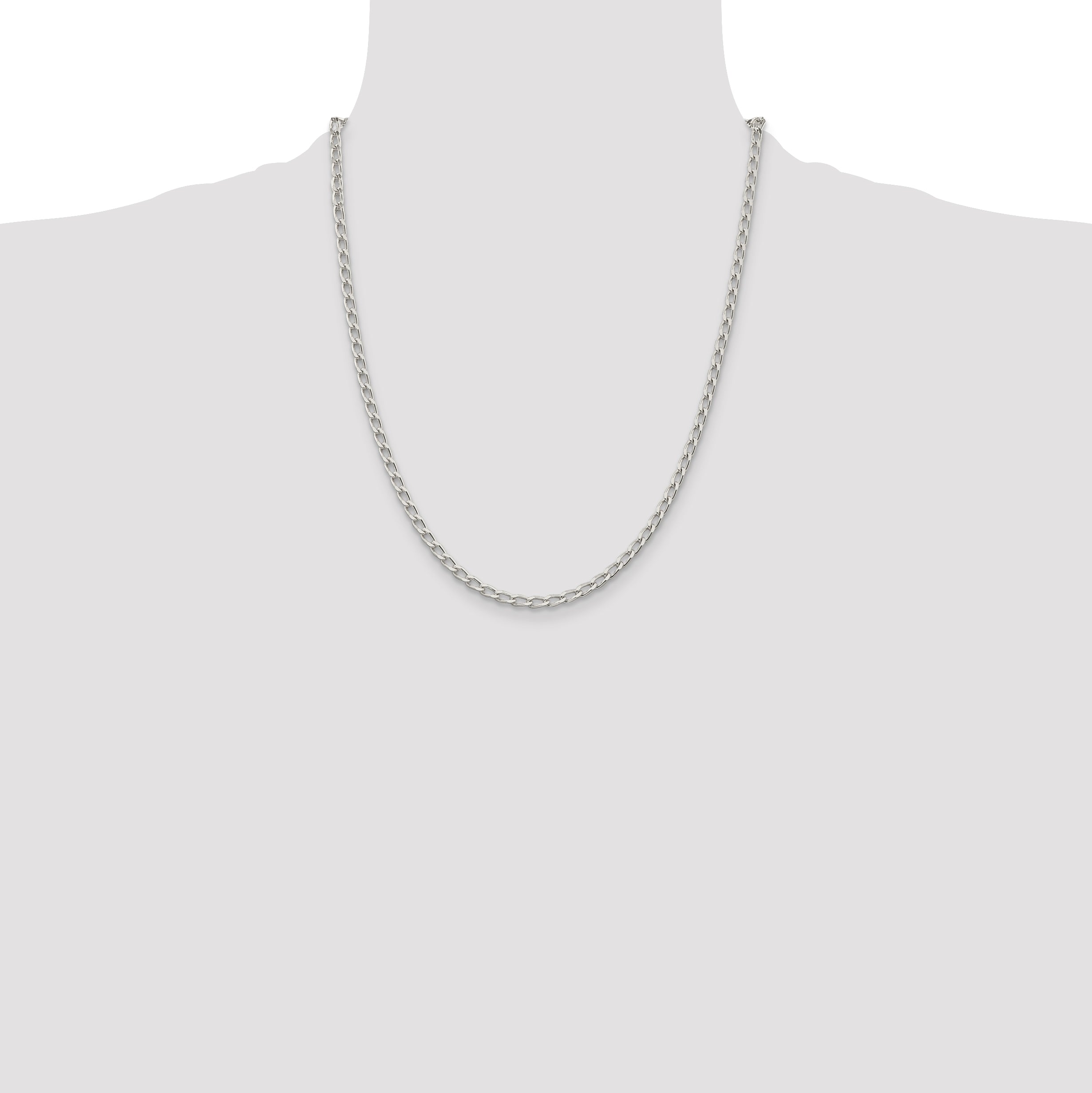 22 Inch Sterling Silver 3.2mm Open Elongated Link Chain