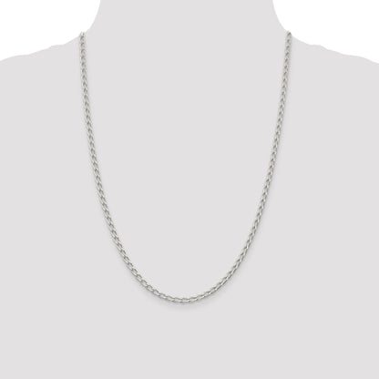 24 Inch Sterling Silver 3.2mm Open Elongated Link Chain