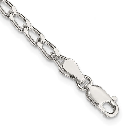 9 Inch Sterling Silver 3.2mm Open Elongated Link Chain Anklet