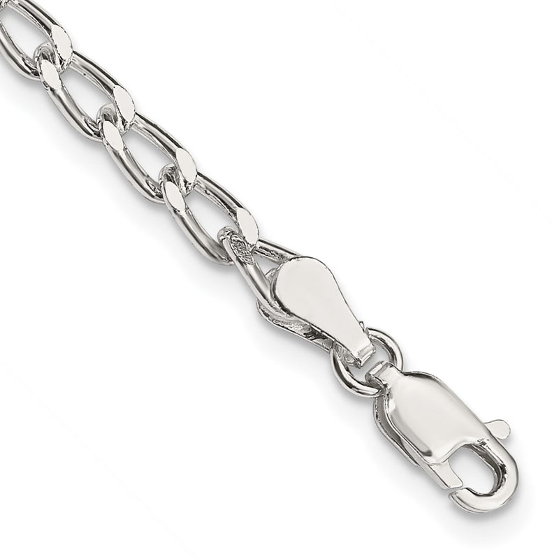 9 Inch Sterling Silver 3.2mm Open Elongated Link Chain Anklet