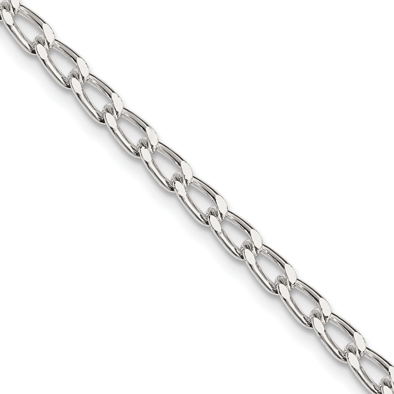 18 Inch Sterling Silver 3.2mm Open Elongated Link Chain
