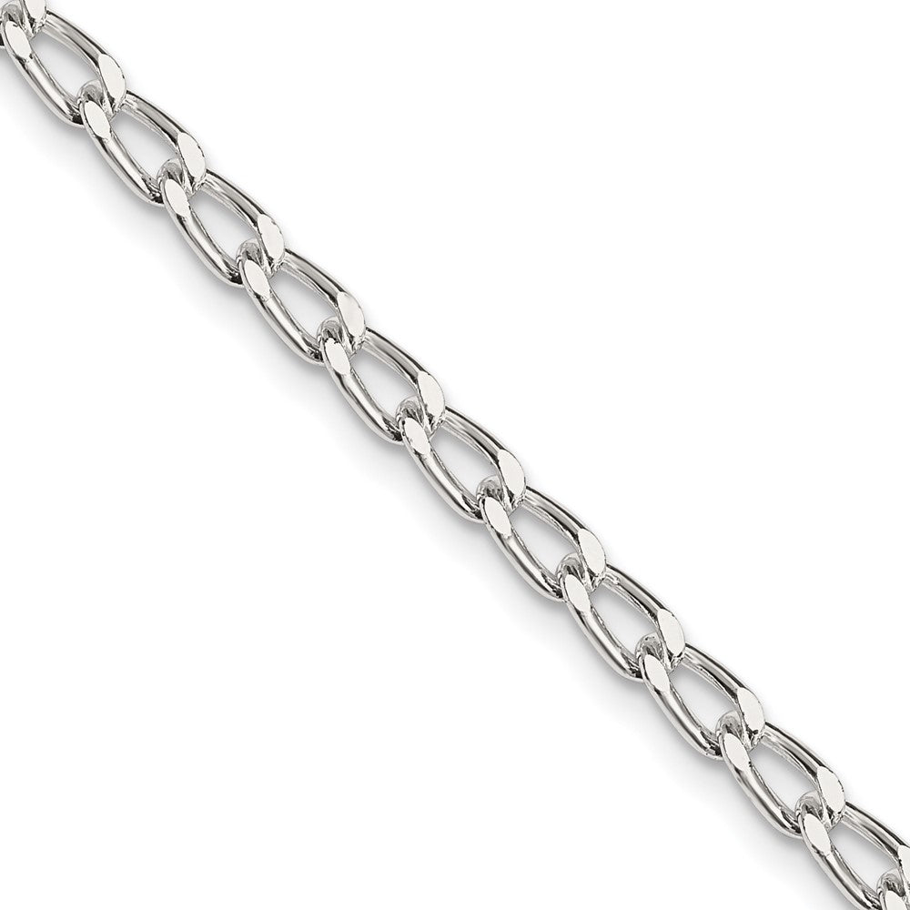Sterling Silver Amore La Vita Rhodium-Plated Polished 3.2mm With Lobster Clasp Open Link Charm Chain Anklet