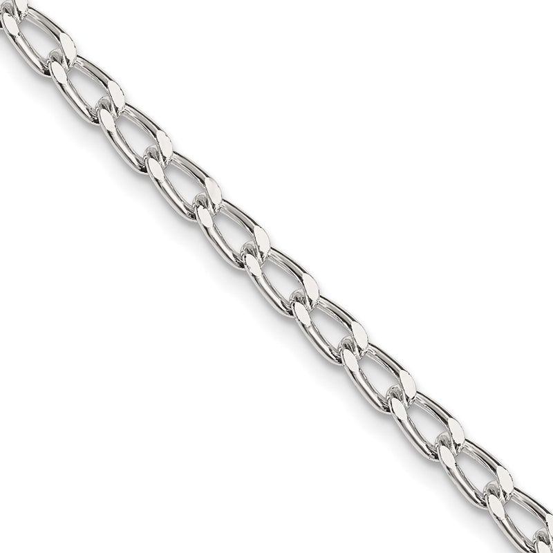 Sterling Silver Amore La Vita Rhodium-Plated Polished 3.2mm With Lobster Clasp Open Link Charm Chain Anklet