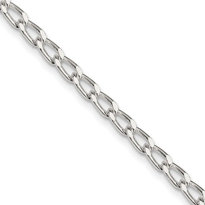 20 Inch Sterling Silver 3.2mm Open Elongated Link Chain Necklace