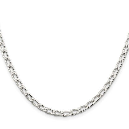 16 Inch Sterling Silver 4.3mm Open Elongated Link Chain Necklace