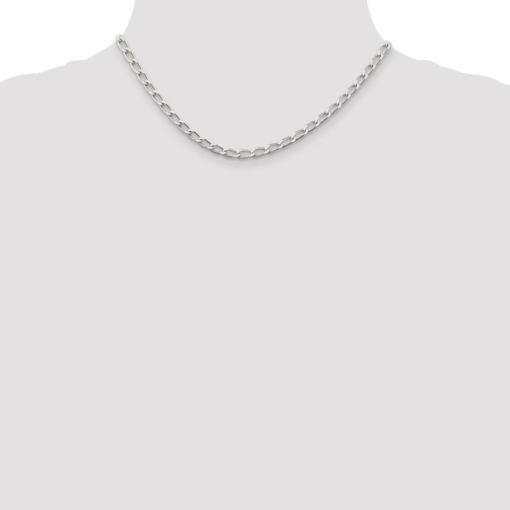 16 Inch Sterling Silver 4.3mm Open Elongated Link Chain